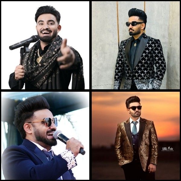 Punjabi singer Resham Singh Anmol performing live on stage and posing in stylish outfits during professional photoshoots